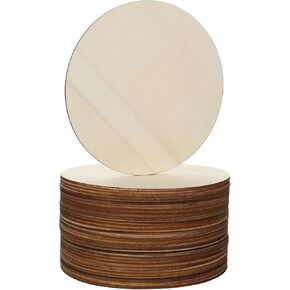 50 Pack 6 Inch Unfinished Wood Circles, 1/8 Inch (3mm) Thick Round Wooden Discs for Crafts, Natural Blank Wood Slices for DIY Craft Decorations Ornaments