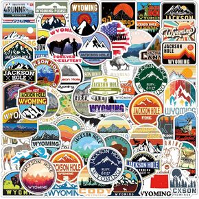 63Pcs Wyoming Stickers Pack, Aesthetic Vinyl Waterproof Sticker Decals for Water Bottle,Laptop,Phone,Skateboard,Scrapbooking,Bumper Choice for Teens Adults Fans for Party Supply…