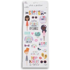 Sisters are Forever Foil Stickers for Journaling, Scrapbooking, Cardmaking, Arts & Crafts - 23 Pieces
