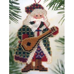 Mandolin Santa Bead Counted Cross Stitch Kit MHMS10 Mill Hill 2002 Musical Santas