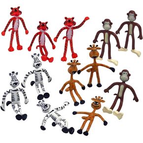 Kicko Zoo Animals Toys - Rainforest Jungle Safari Figures - Durable Plastic 4 Inch Bendable Toys for Kids - Educational Fun Stress Relief - 12 Pack