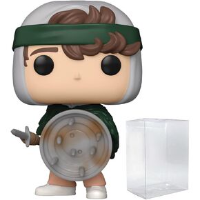POP Stranger Things - Hunter Dustin Henderson with Spear & Shield Funko Vinyl Figure (Bundled with Compatible Box Protector Case), Multicolor, 3.75