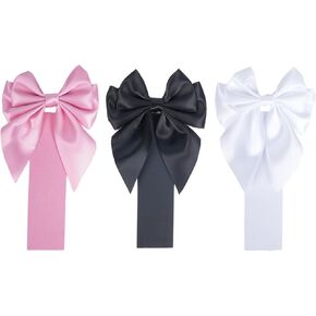 3 Pcs Satin Bow Bookmark, White Pink Black Ribbon Bookmark for Book Lovers Crafting Sewing