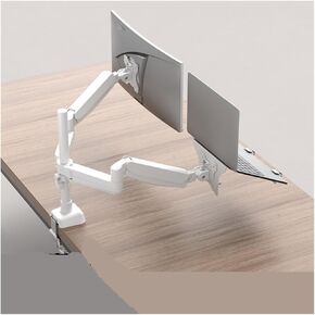 Laptop Stand, Robotic arm, Computer Suspended Desktop Screen Lifting and Heightening Tray, Cantilever Dual Screen Two-in-one(White)