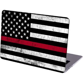 Compatible with MacBook Air 13.6-inch Hard Protective Shell Cace and Keyboard Cover (A2681, M2 chip, 2022 Release) - Thin Red Line Grunge USA Flag