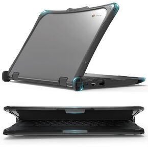 iBenzer Hexpact 360 Case for Lenovo 2 in 1 Chromebook 11 inch 300e 300w Yoga Gen 4, Heavy Duty Protective Hard Shell Cover for Education K12 Students, Classrooms, Drop Tested, Black, LNV300E4