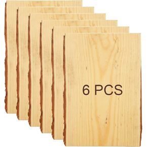 6 Pcs Rectangle Live Edge Wood Slab, 7" Wide x 11" Long, 0.6 Inch Thick Natural Planks for Wood Burning, Home Decor and Rustic Weddings
