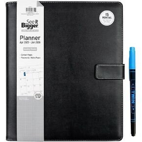PlanAhead SEE IT BIGGER Monthly/Weekly Large Deluxe Planner/Organizer Premium Paper April 2025 - June 2026 9.75" x 11.75" and SUHEYLA Twin Pen