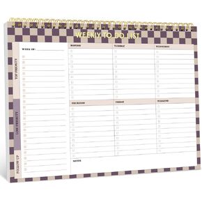 Weekly To Do List Notepad–Weekly Desk Planner with 52 Undated Sheets (8.5"×11") for Work and Home Use, Perfect for Women & Man - Sunset Checkered