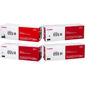 Canon CRG 055 High Yield Capacity Toner Cartridge for MF745, 743, 741, Bundle with Black 7600 Pages Yield/Cyan, 5900 Pages Yield/Magenta, 5900 Pages Yield/Yellow, 5900 Pages Yield