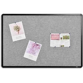 Staples Fabric Bulletin Board, Black Frame, 3-ft x 2-ft (ST61263)
