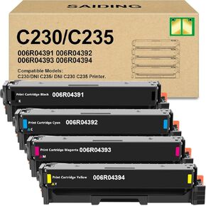 C230 C235 Toner Cartridge with New Chip 006R04391 006R04392 006R04393 006R04394 Replacement Xerox C235DNI C230DNI Printer(4 Pack)
