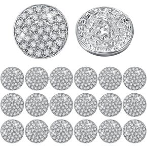 20 Pcs Silver Rhinestone Buttons for Clothing, Sparkling Metal Buttons, Crystal Sew on Clothing Button for Sewing Jeans Crafts Blazer Pants Jackets DIY Jewelry Wedding Decoration, 15mm