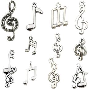 Music Notes Charm,Alloy Multistyle Musical Notation Symbol Charm Pendant Connector for DIY Jewelry Making Accessaries(40pcs)