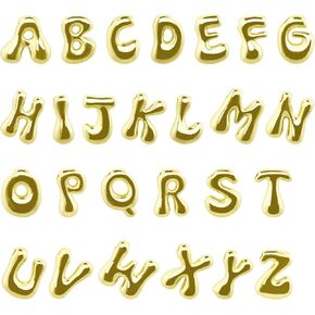 BETITETO 26pcs Initial Letter Charms 18K Gold Plated Brass Big Bubble A-Z Alphabet Dainty Pendants for Making Jewelry Initial Necklace Name Personalized Gift DIY
