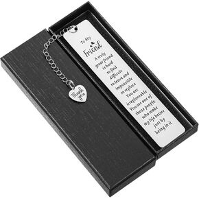 Stainless Steel Friendship Bookmark Gift, with Box for Book Lover Reading Women Best Friend is Hard to Find Book Mark with Chain Engraved for BFF Birthday Christmas Long Distance Graduation