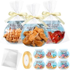 Motipuns 24 Sets Fisher of Men Bible Gifts Bulk Sunday School Fishbowl Paper Favors Christian Jesus Religious Supplies VBS Educational Toys for Home Church Baptism Bible Learning Activities