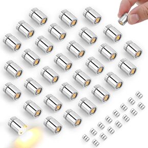 30pcs Miniature LED Lights, Mini Warm White Micro Lights with 15 Extra Battery for Tiny Dollhouse DIY Crafts Party Decor & Model Lighting Battery Operated Small & Bright for Dolls House Accessories