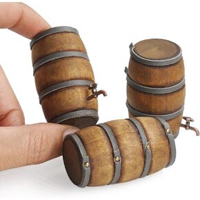 Odoria Dollhouse Beer Barrel Miniature: 3Pcs 1/12 Scale Wine Whiskey Aging Barrels for Rustic Garden Farmhouse Vintage Restaurant Bar Kitchen - Mini Drinking Liquor Alcohol Props DIY for Craft