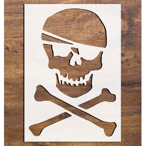 Pirate Skull & Crossbones Large Stencil for Painting, Reusable 19" x 13" Mylar Plastic – Ideal for Pirate Themes, Decor and DIY Crafts