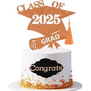 Graduation Cap Cake Topper With Silk Tassel Glitter Diploma Class Of 2025 Grad Party Decoration Purple Gold