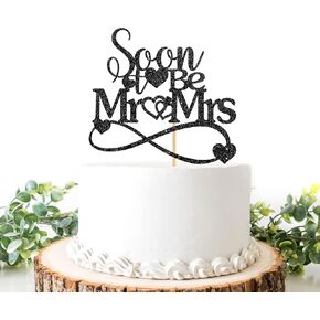 Soon to Be Mr & Mrs Cake Topper, Just Married, Bride and Groom, Glittery Happy Wedding Day Party Deocrations Supplies