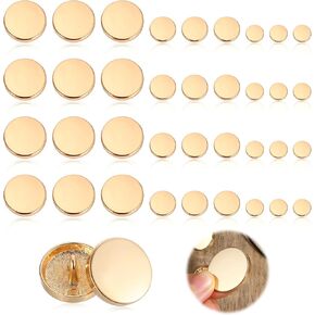 36pcs Gold Buttons for Blazer,3 Sizes Small Gold Buttons,Flat Button for Sewing,Crafting and Decoration,Premium Zinc Alloy Button for Coat,Jacket,Suit,and Shirt (25mm/15mm/10mm)