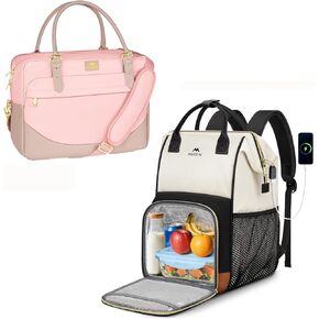 MATEIN Laptop Bag for Women, 15.6 inch Computer Briefcase Sleeve Case, Insulated Lunch Backpack for Women, 15.6 Inch Work Laptop Backpack with USB Charging Port
