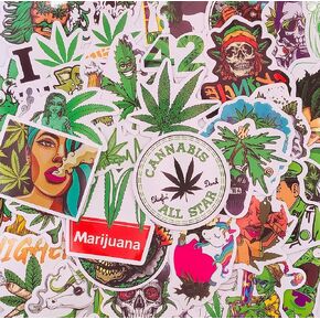 Weed Stickers -Marijuana 420 High Life Smoking, Waterproof Durable Reusable Vinyl Decals, 10, 20, 50, Water Bottle Bike Bumper Luggage Skateboard Graffiti, Best Gift for Everyone (10)