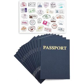 Bright Creations Fake Passport & Stickers for Kids - 12-Pack Blank Passport Books (5.6 x 4.2 Inch)