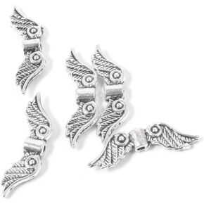 50 pcs 20mm Angel Wing Spacer Metal Beads DIY for Bracelets Necklace Silver