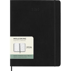 Moleskine Classic 12 Month 2026 Weekly Planner, Soft Cover, XL (7.5" x 9.75"), Black, 144 pages