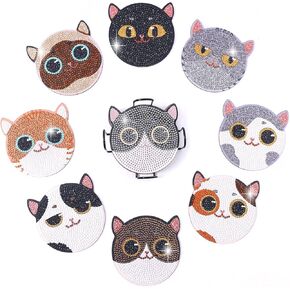 12pcs Diamond Painting Coasters Kit, Diamond Art Coasters with Holder, Diamond Art Kits for Adults Coasters, Flower Diamond Art Coasters Kits, for Beginners Kids and Adults Art Craft Supplies
