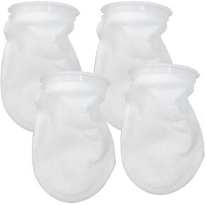 4Pcs 4 Inch Ring Filter Socks 200 Micron, Aquarium Filter Socks 4 Inch Ring by 7 Inch Long, Filter Socks for Saltwater Aquarium Use in Fish Tank Sump Overflow, White