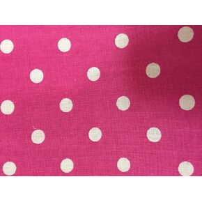 Hot Pink White Small Polka Dot Poly Cotton Fabric -Sold by The Yard - 58" / 59"