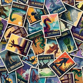 Riley Blake Legends of The National Parks Postcard Toss Multi, Fabric by The Yard
