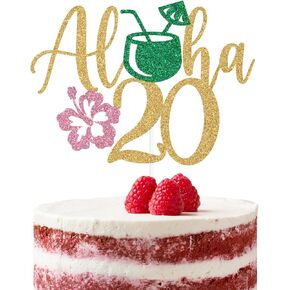 Glittery Aloha 30 Cake Topper, Hawaiian Beach I'm 30, Cheers to 30 Years, Tropical Luau Theme Summer 30th Birthday Party Decorations