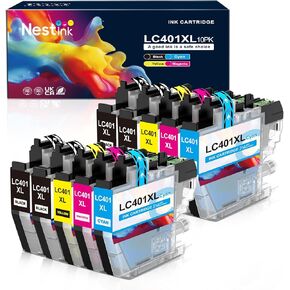 LC401XL LC401 Ink Cartridges Compatible for Brother Ink Cartridges LC401 XL to use with Brother MFC-J1010DW MFC-J1012DW MFC-J1170DW Printer Ink (10 Pack, 4 Black 2 Cyan 2 Magenta 2 Yellow)