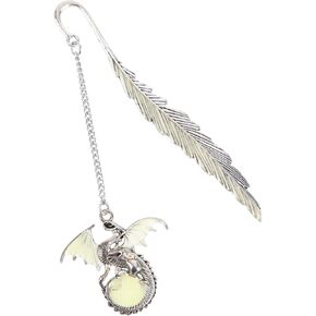 Fantasy Dragon Bookmark for Men - Cool Fourth Wing Feather Book Mark Gifts Reading Lovers Women Merch Metal Glow in The Dark Page Marker Reader Boys Kids School Accessories Father's Day