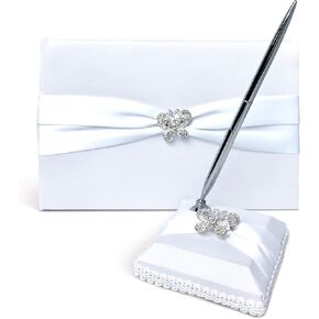 Wedding Guest Book and Pen Set | Guest Book Wedding Set with Lined Pages for Sign in (Floral Centerpiece)