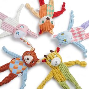 Nocciola Dog Squeaky Toys 5 Pack, No Stuffing Animals Plush Puppy Teething Toys with Squeaker Crinkle Sound, Durable Play Toy for Small Medium Dogs