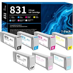 831 831A Ink Cartridge 831A Latex Inks CZ682A CZ683A CZ684A CZ685A CZ686A CZ687A CZ706A Replacement for HP 831A 831 for Latex 310 315 330 335 360 365 370 570 Printer - 7-Pack 831 775ml Ink Cartridge