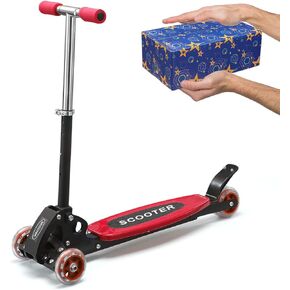 Kids 3-Wheel Scooter – Adjustable Handlebar Height, Heavy-Duty Metal Frame & Anti-Slip Deck, Ages 3-9 for Boys & Girls, Foldable Kick Scooter for Long-Term Use, Red