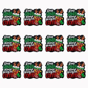 Lovymi 12PCS Christmas Silicone Focal Beads for Pens, Santa Coffee Silicone Beads for Keychain Making Bracelet Necklace Craft