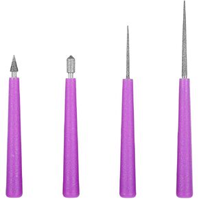 4 PCS Bead Reamer Tool for Jewelry Making, Diamond Tipped Bead Reamer Set Craft Beading Hole Enlarger Removes Burrs Bead Expander for Glass Plastic Metal Wood Beads DIY