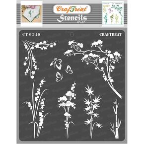 CrafTreat Reusable Wildflower Stencils for Painting on Wood, Canvas, Paper, Fabric, Floor, Wall and Tile - Wild Flower Stencils - 6x6 Inch DIY Art and Craft Stencils for Painting Flowers