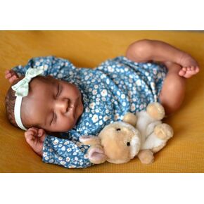 Reborn Baby Dolls Black Girl 19 Inch Soft Body Realistic Newborn Doll Handmade Real Life Dark Skin Baby Dolls with Accessories and Toy Set Gift for 3+ Year Old Girls Boys Toddlers Kids