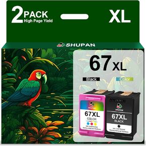 67XL Ink Cartridges Black/Color Combo Pack Replacement for HP 67 XL 67 Ink Work for Envy 6000 6055 6055e 6400e 6455e 6458e Envy Pro 6455 6458 (Black and Color)