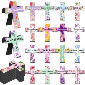 48 Pcs Spanish Bible Verse Magnetic Bookmarks Separadores para Biblia En Español Spanish Cross Bookmarks for Bible Christian Gift for Women Bulk Mother's Day Church Gift’s for Study Supplies