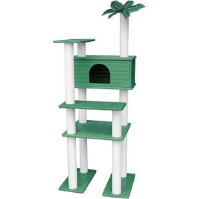 74 Inches Tall Outdoor Weatherproof Cat Tower, Multi-Level Cat Tree, Large Cat Condo with PVC Board and Cat Scratching Posts, for Outside and Indoor Cat Houses